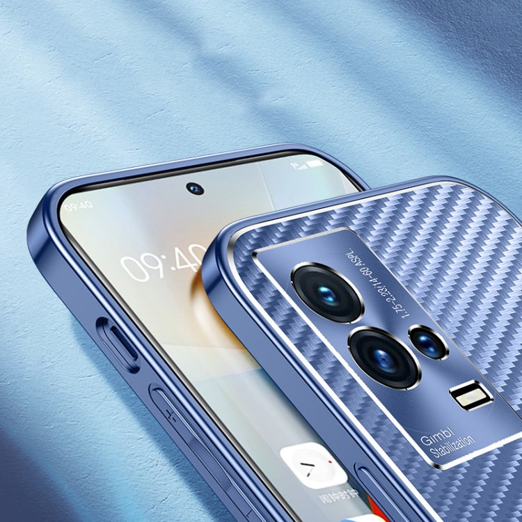 For vivo iQOO 8 Pro Metal Frame Carbon Fiber Phone Case(Black)