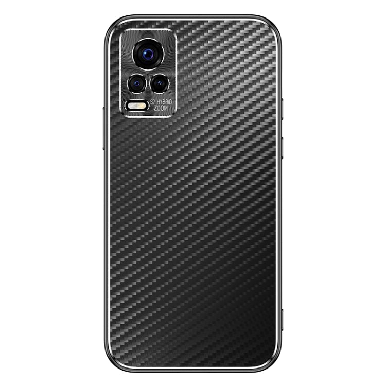 For vivo S7 Metal Frame Carbon Fiber Phone Case