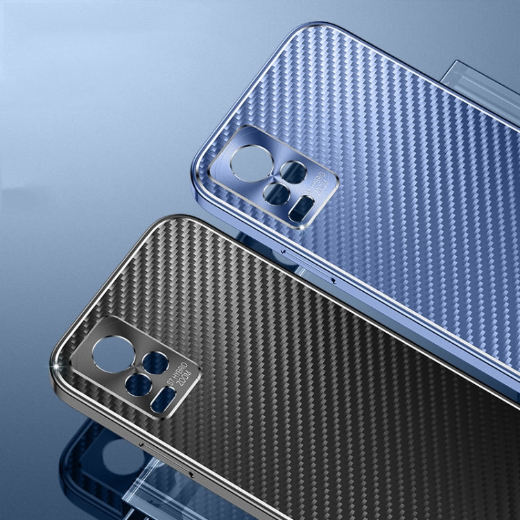 For vivo S7 Metal Frame Carbon Fiber Phone Case