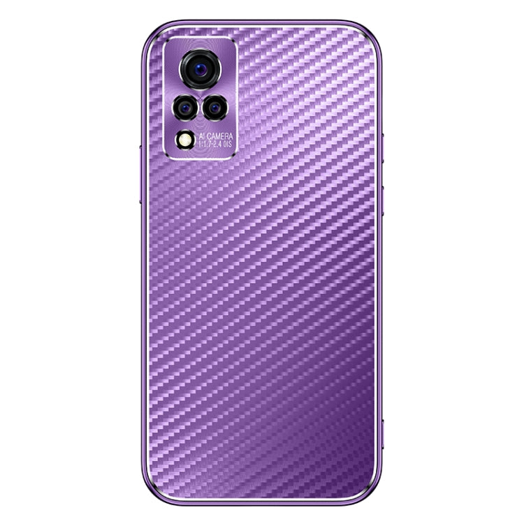 For vivo S9e Metal Frame Carbon Fiber Phone Case(Purple)