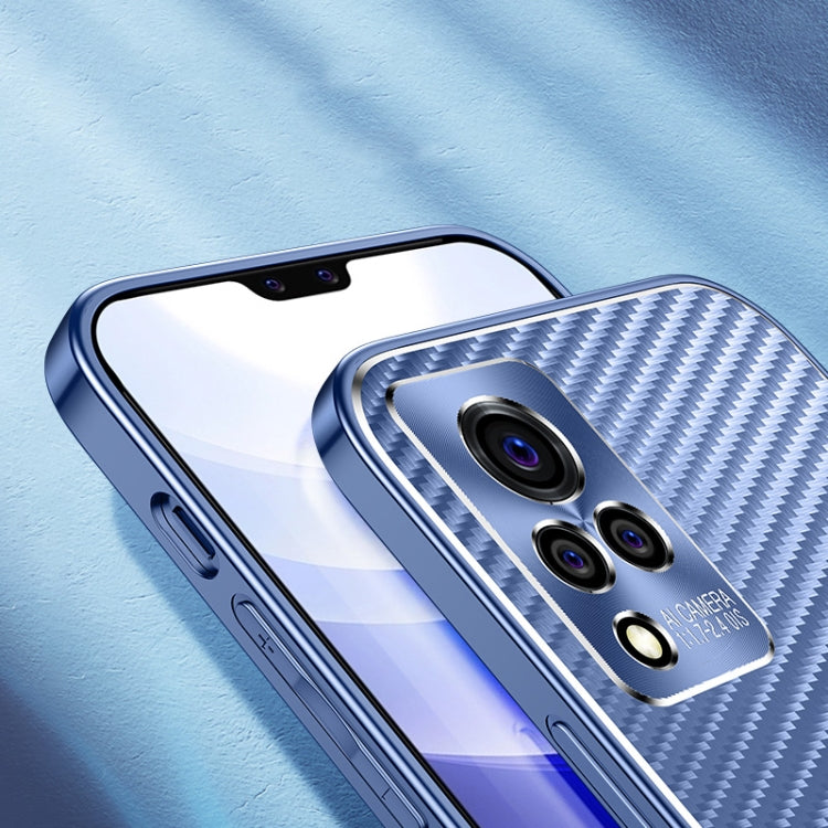 For vivo S9e Metal Frame Carbon Fiber Phone Case(Purple)