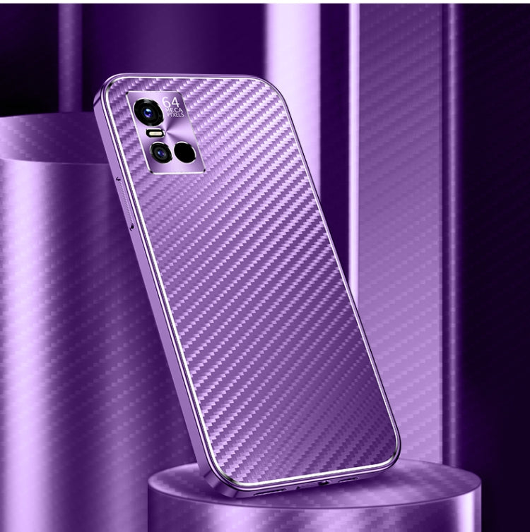 For vivo S10 Metal Frame Carbon Fiber Phone Case(Purple)
