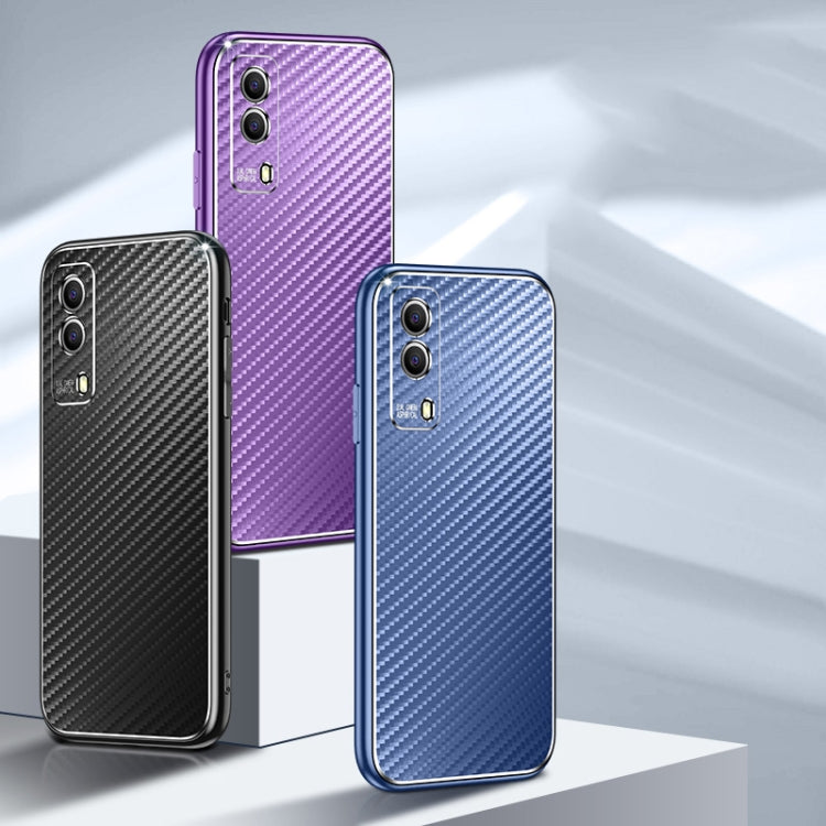 For vivo Y53s Metal Frame Carbon Fiber Phone Case