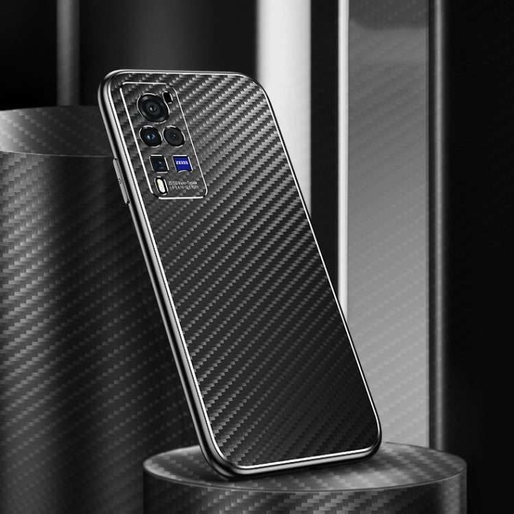 For vivo X60 Pro Metal Frame Carbon Fiber Phone Case