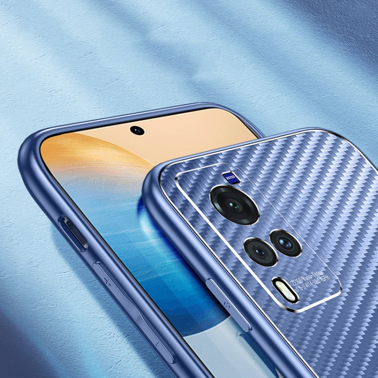 For vivo X60 Pro Metal Frame Carbon Fiber Phone Case