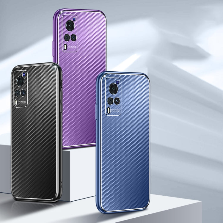 For vivo X60 Pro Metal Frame Carbon Fiber Phone Case