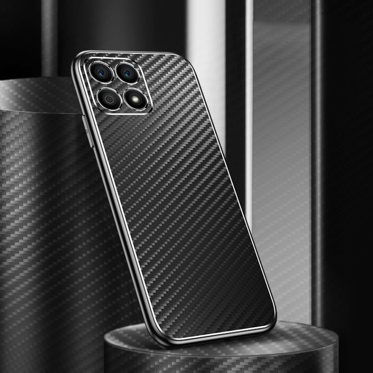 For OPPO Reno4 SE Metal Frame Carbon Fiber Phone Case