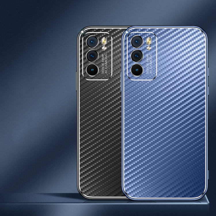 For OPPO Reno5 Pro 5G Metal Frame Carbon Fiber Phone Case