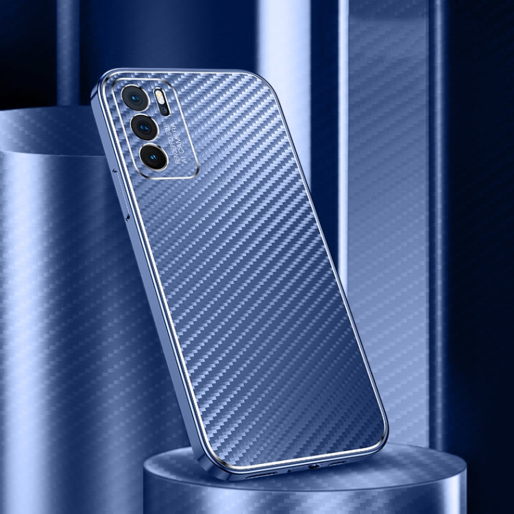 For OPPO Reno6 Pro 5G Metal Frame Carbon Fiber Phone Case
