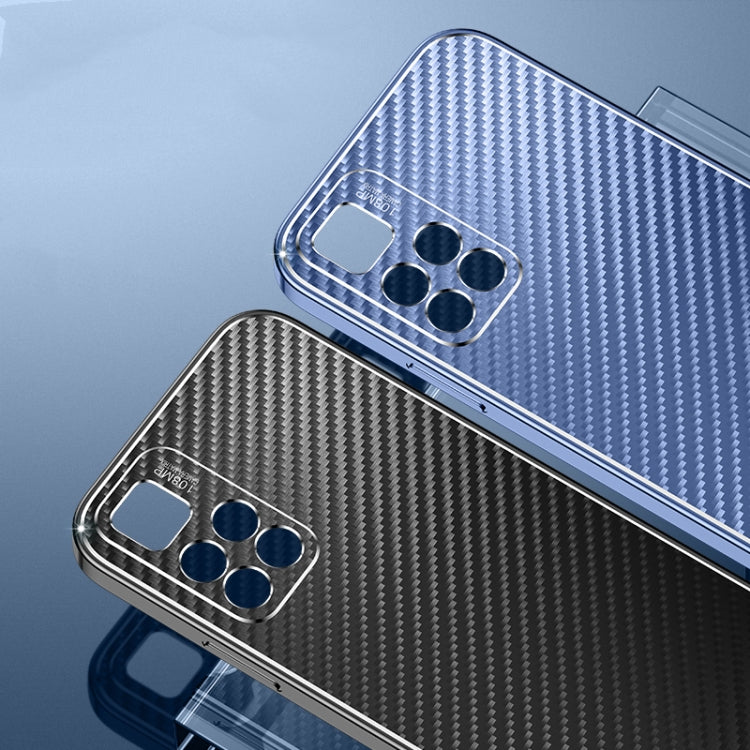 For Xiaomi Redmi Note 11 Metal Frame Carbon Fiber Phone Case(Blue)
