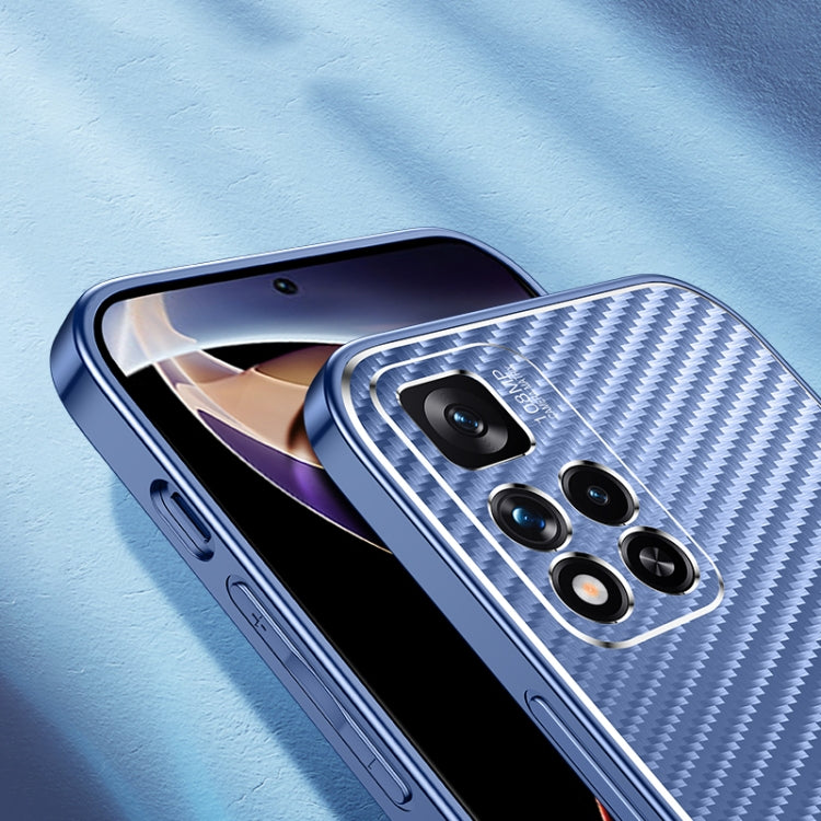 For Xiaomi Redmi Note 11 Pro Metal Frame Carbon Fiber Phone Case(Purple)