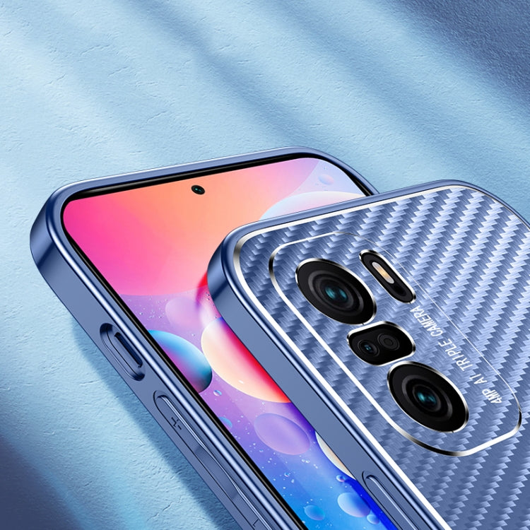 For Xiaomi Redmi K40 / K40 Pro Metal Frame Carbon Fiber Phone Case(Blue)