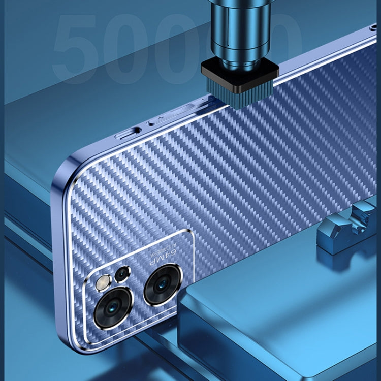 For OPPO Reno7 SE 5G Metal Frame Carbon Fiber Phone Case