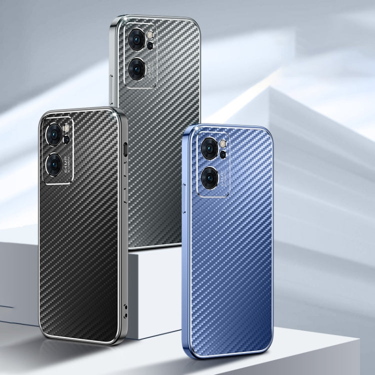 For OPPO Reno7 SE 5G Metal Frame Carbon Fiber Phone Case