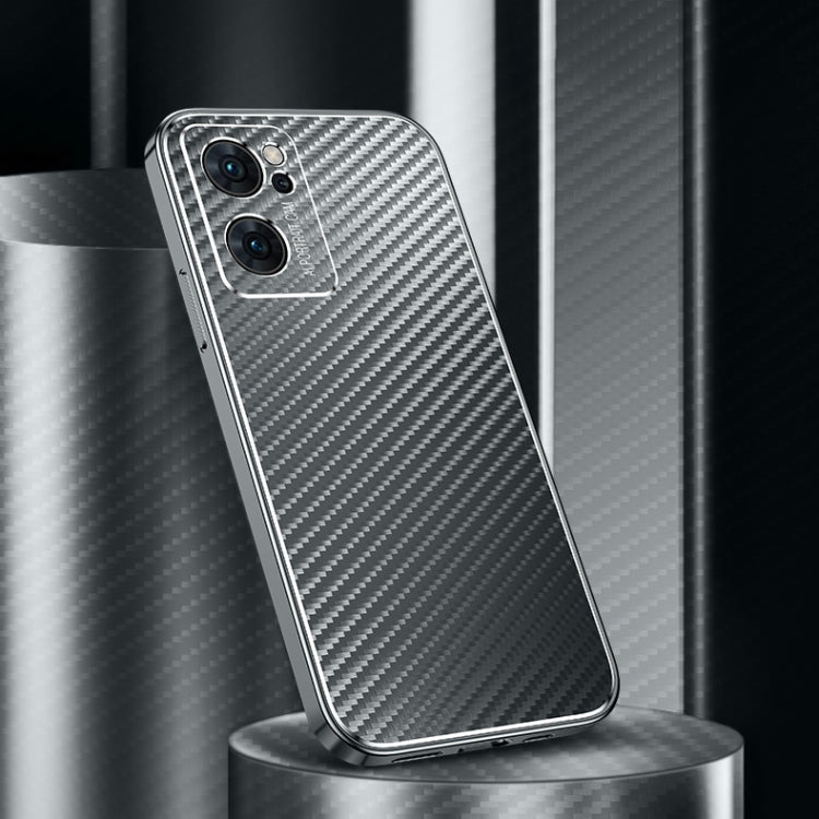 For OPPO Reno7 SE 5G Metal Frame Carbon Fiber Phone Case