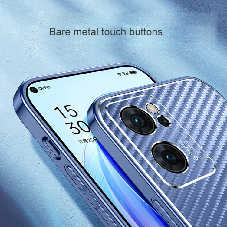 For OPPO Reno7 5G Metal Frame Carbon Fiber Phone Case