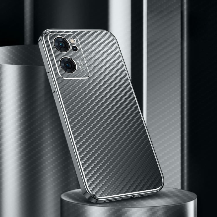 For OPPO Reno7 5G Metal Frame Carbon Fiber Phone Case