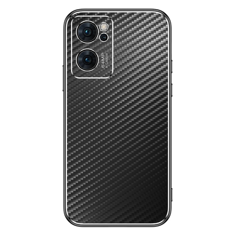 For OPPO Reno7 Pro 5G Metal Frame Carbon Fiber Phone Case