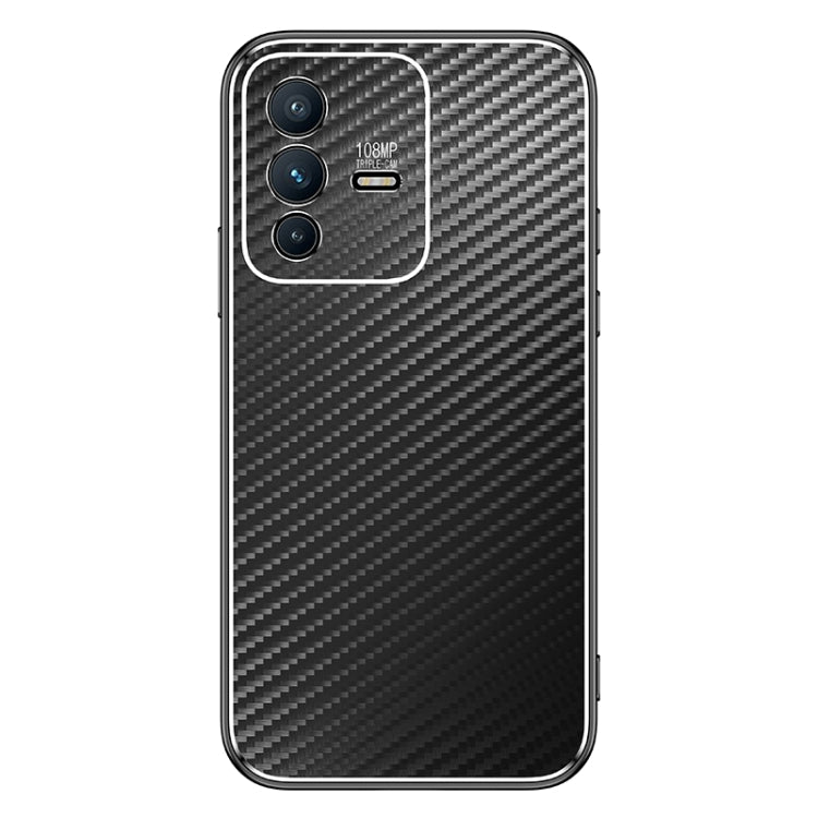 For vivo S12 Metal Frame Carbon Fiber Phone Case