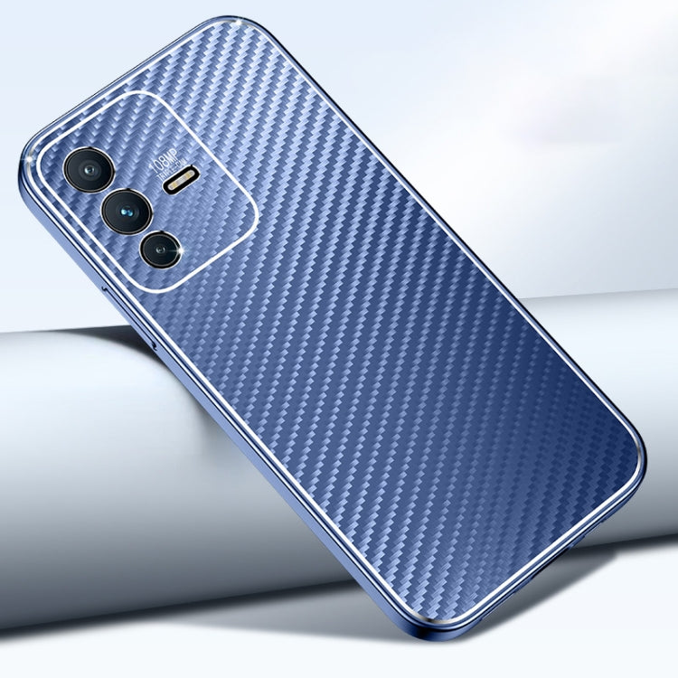 For vivo S12 Metal Frame Carbon Fiber Phone Case