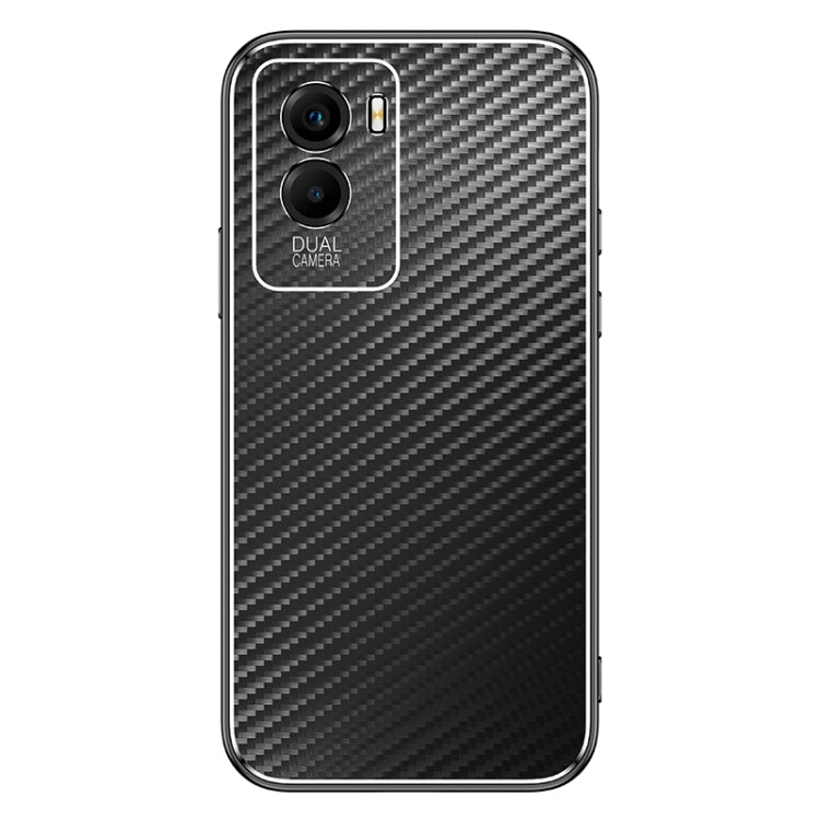 For vivo Y55s 5G Metal Frame Carbon Fiber Phone Case(Black)