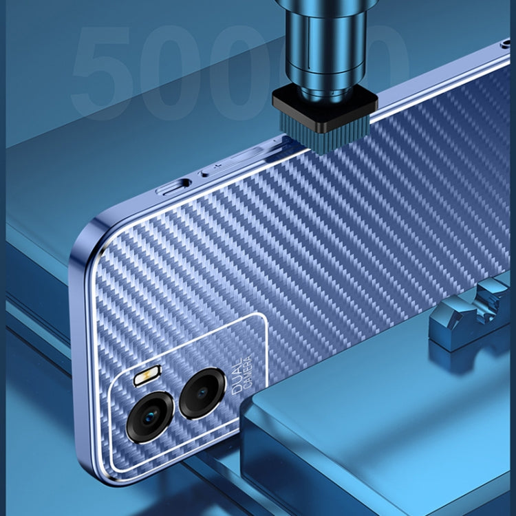 For vivo Y55s 5G Metal Frame Carbon Fiber Phone Case(Black)