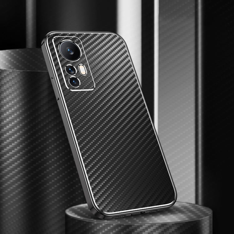 For Xiaomi 12 Pro Metal Frame Carbon Fiber Phone Case