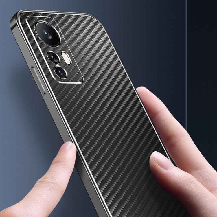 For Xiaomi 12 Pro Metal Frame Carbon Fiber Phone Case