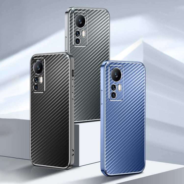 For Xiaomi 12 Pro Metal Frame Carbon Fiber Phone Case