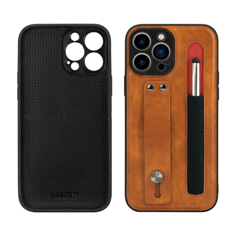 For iPhone 12 Pro Leather Belt Shockproof Protective Phone Case with Touch Screen Pen & Holder