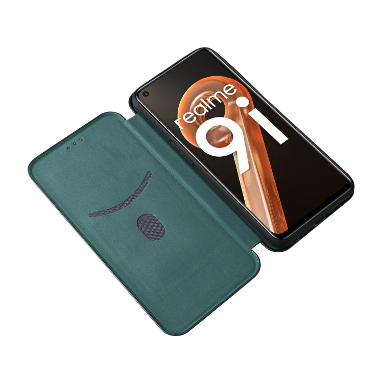 For OPPO Realme 9i / A36 Carbon Fiber Texture Horizontal Flip PU Phone Case