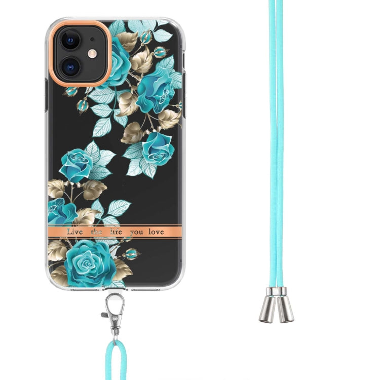 For iPhone 11 Flowers Series TPU Phone Case with Lanyard