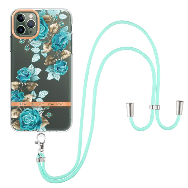 For iPhone 11 Pro Max Flowers Series TPU Phone Case with Lanyard