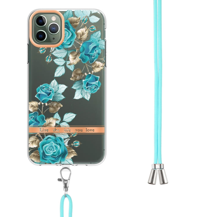For iPhone 11 Pro Max Flowers Series TPU Phone Case with Lanyard
