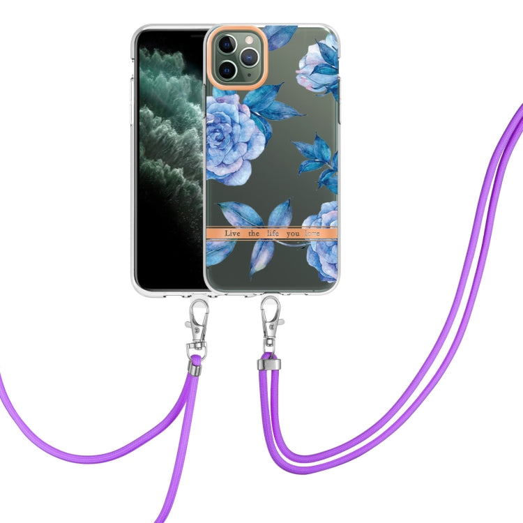 For iPhone 11 Pro Max Flowers Series TPU Phone Case with Lanyard