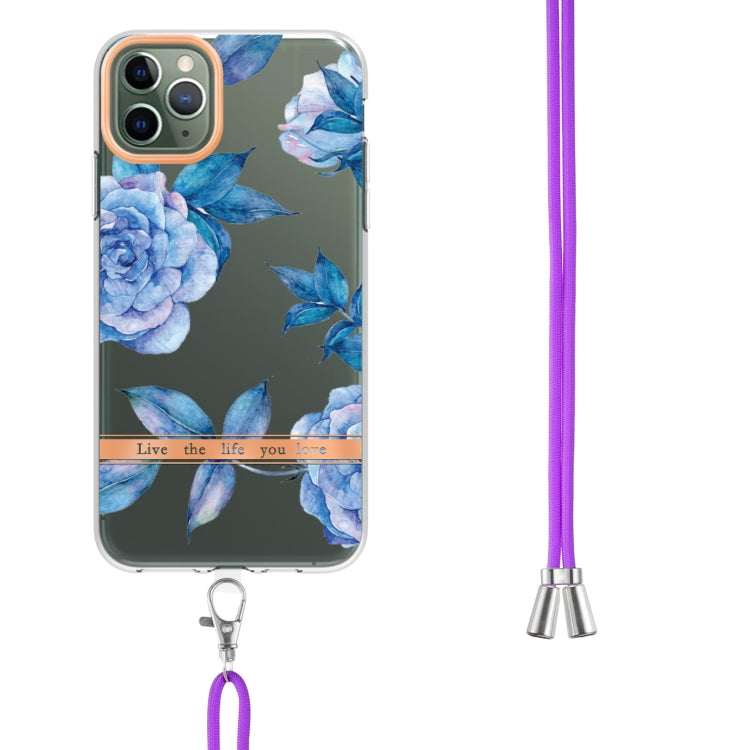 For iPhone 11 Pro Max Flowers Series TPU Phone Case with Lanyard