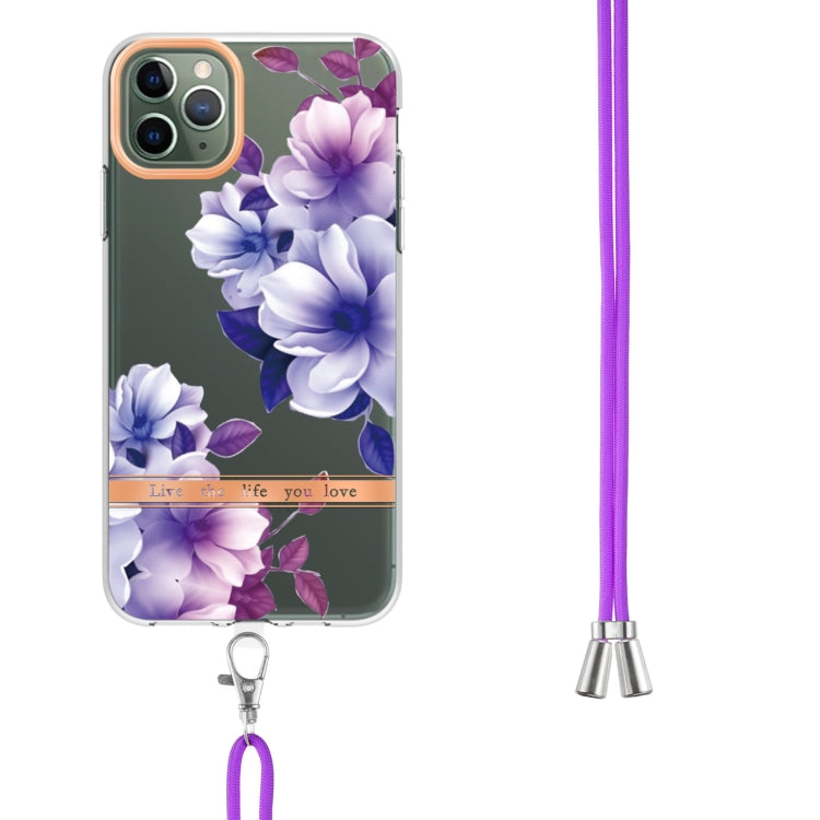 For iPhone 11 Pro Max Flowers Series TPU Phone Case with Lanyard