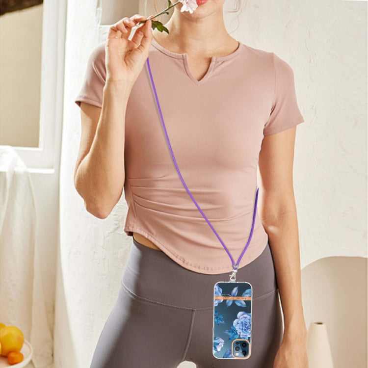 For iPhone 12 Pro Max Flowers Series TPU Phone Case with Lanyard