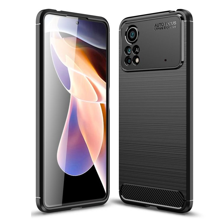 For Xiaomi Poco X4 Pro 5G Carbon Fiber Texture Shockproof TPU Phone Case