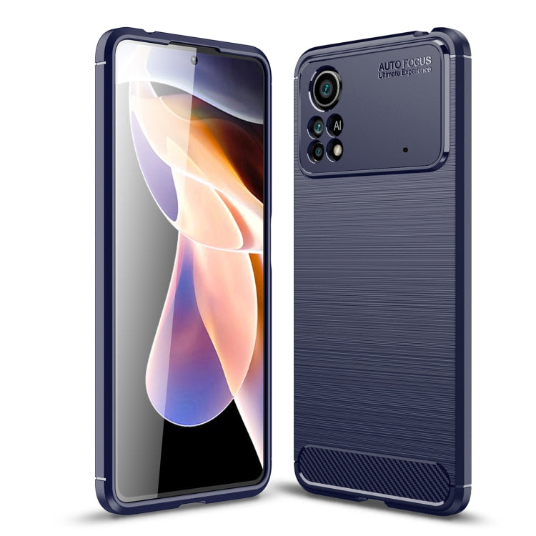 For Xiaomi Poco X4 Pro 5G Carbon Fiber Texture Shockproof TPU Phone Case