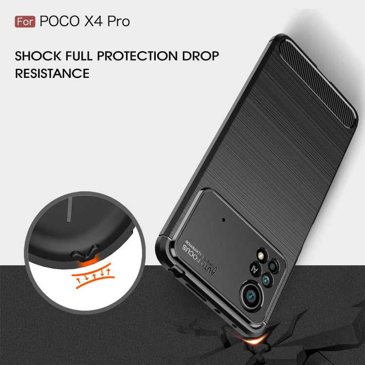 For Xiaomi Poco X4 Pro 5G Carbon Fiber Texture Shockproof TPU Phone Case