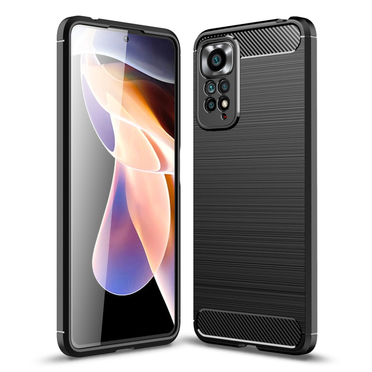 For Redmi Note 11 Pro Overseas Version Brushed Texture Carbon Fiber TPU Phone Case