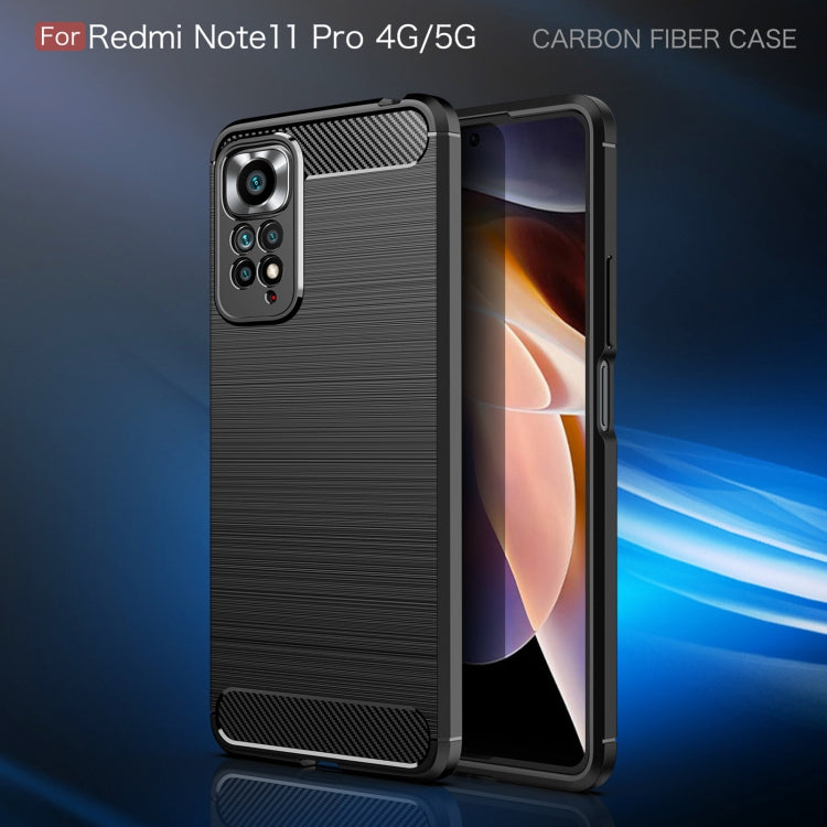 For Redmi Note 11 Pro Overseas Version Brushed Texture Carbon Fiber TPU Phone Case
