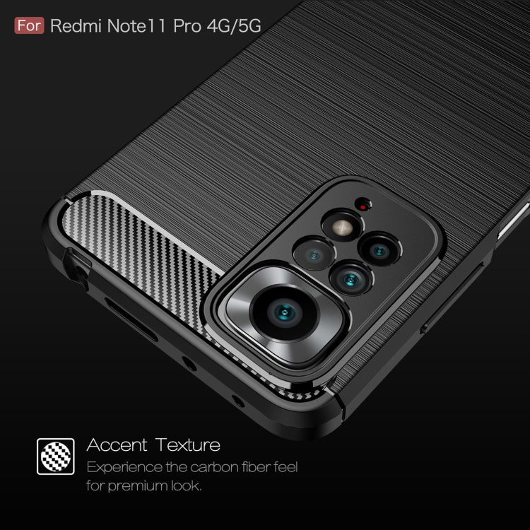 For Redmi Note 11 Pro Overseas Version Brushed Texture Carbon Fiber TPU Phone Case