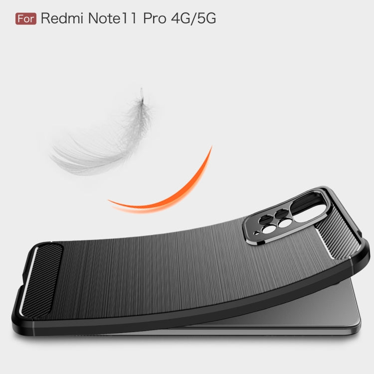 For Redmi Note 11 Pro Overseas Version Brushed Texture Carbon Fiber TPU Phone Case