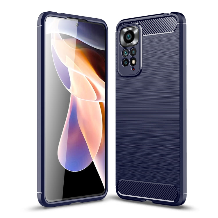 For Redmi Note 11 Pro Overseas Version Brushed Texture Carbon Fiber TPU Phone Case