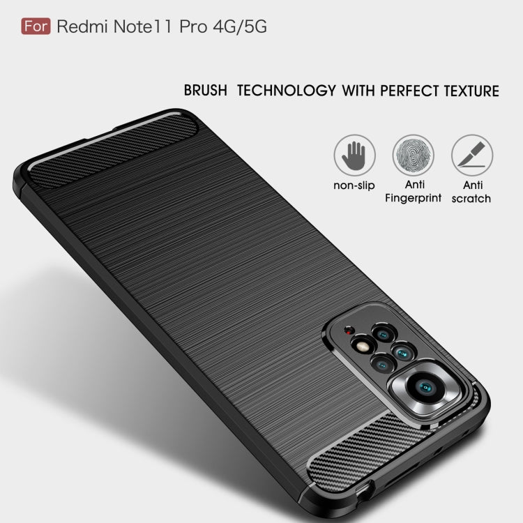 For Redmi Note 11 Pro Overseas Version Brushed Texture Carbon Fiber TPU Phone Case