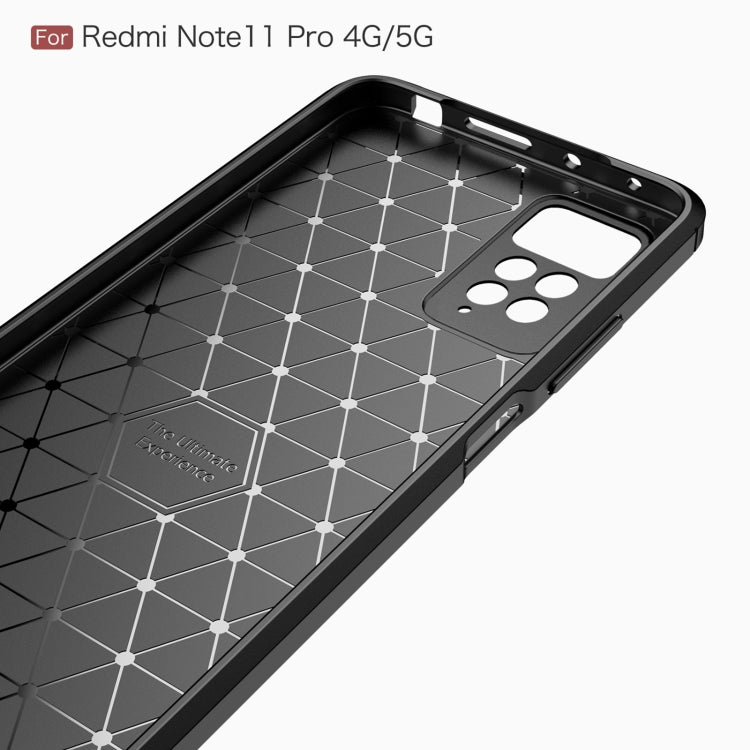 For Redmi Note 11 Pro Overseas Version Brushed Texture Carbon Fiber TPU Phone Case