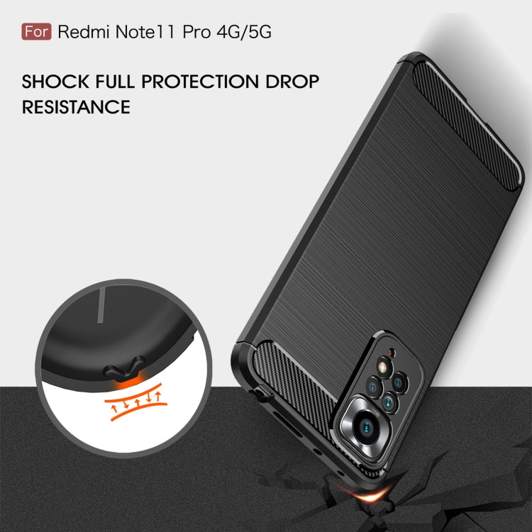 For Redmi Note 11 Pro Overseas Version Brushed Texture Carbon Fiber TPU Phone Case
