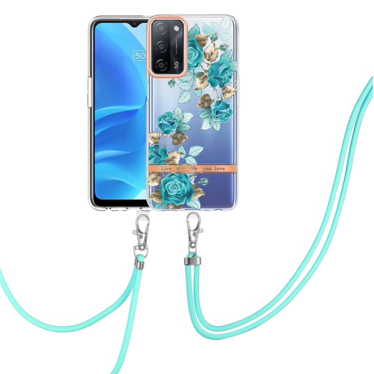 For OPPO A55 5G / A53S 5G / A54 4G / A16 / A54S 4G Flowers Series TPU Phone Case with Lanyard